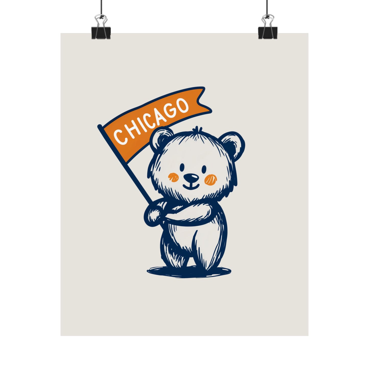 Chicago Flag Bear Poster