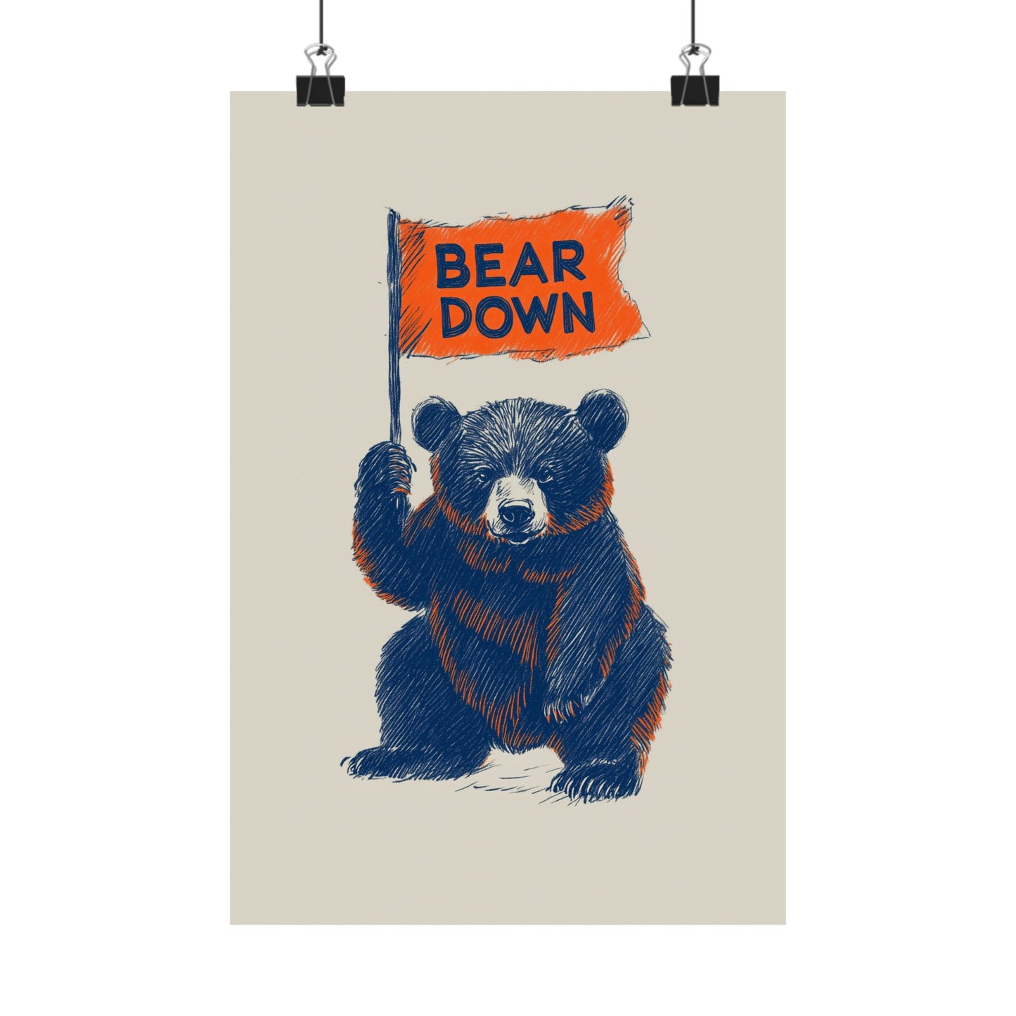 Bear Down Vintage Flag Poster