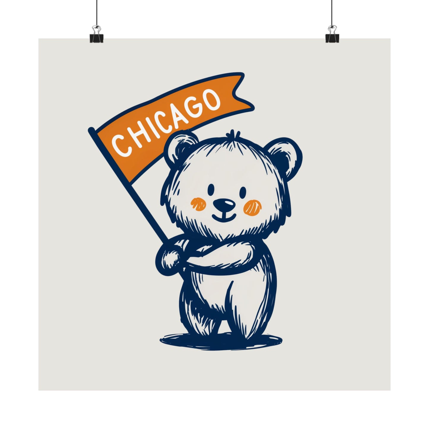 Chicago Flag Bear Poster