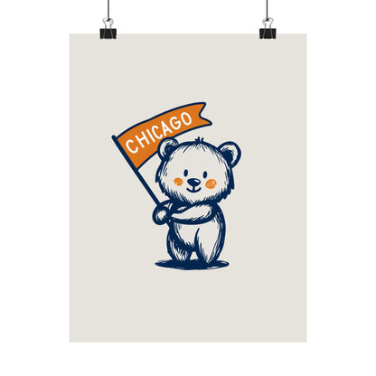 Chicago Flag Bear Poster