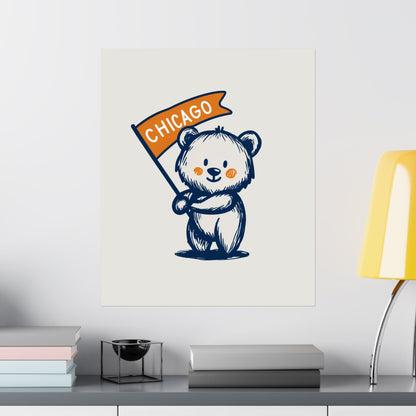 Chicago Flag Bear Poster