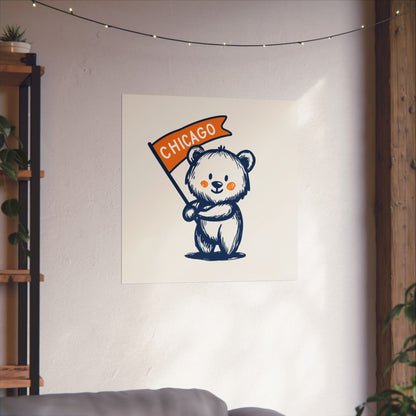 Chicago Flag Bear Poster