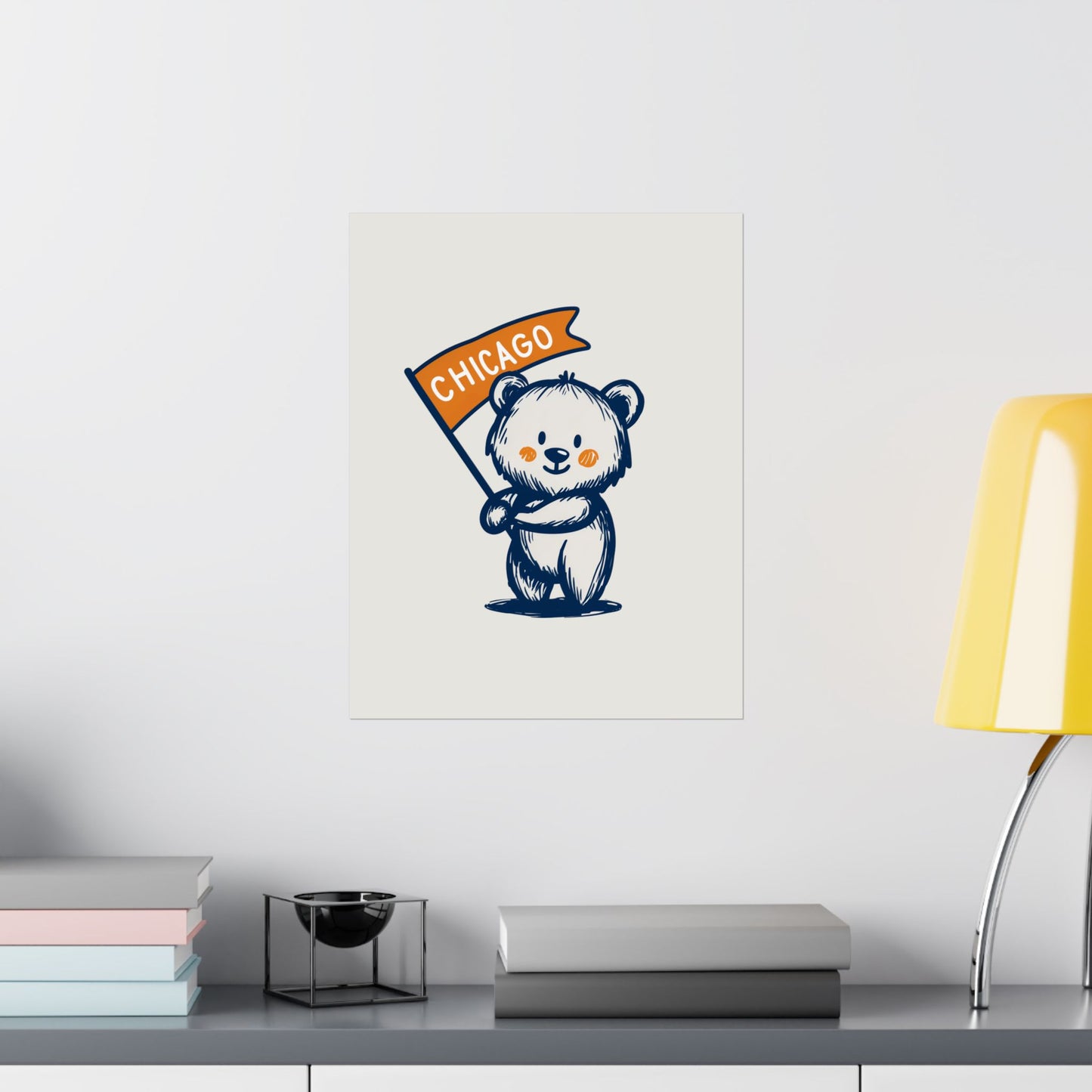 Chicago Flag Bear Poster