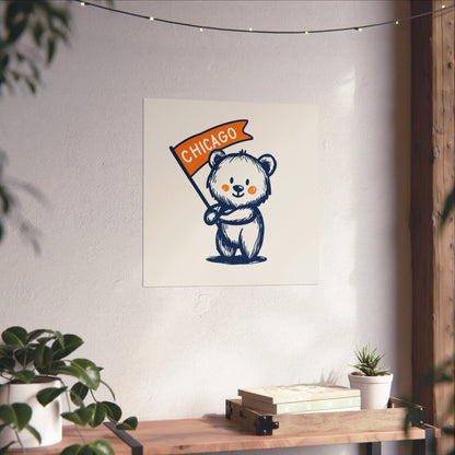 Chicago Flag Bear Poster